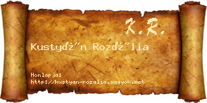 Kustyán Rozália névjegykártya